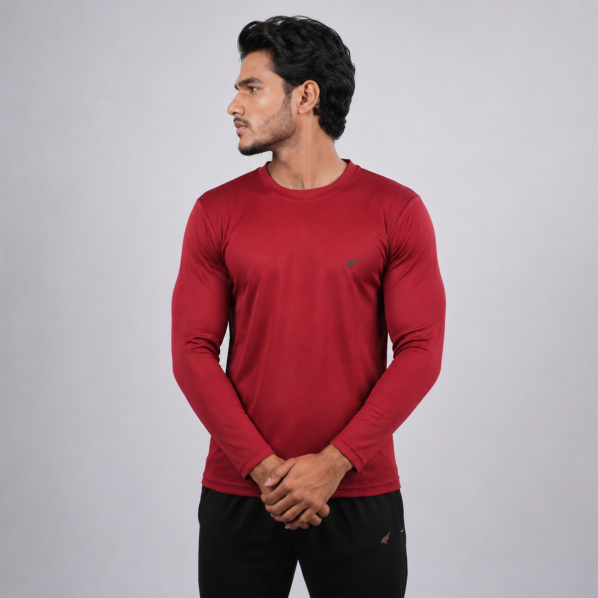 Men Solid Full Sleeve Regular Fit T-Shirt