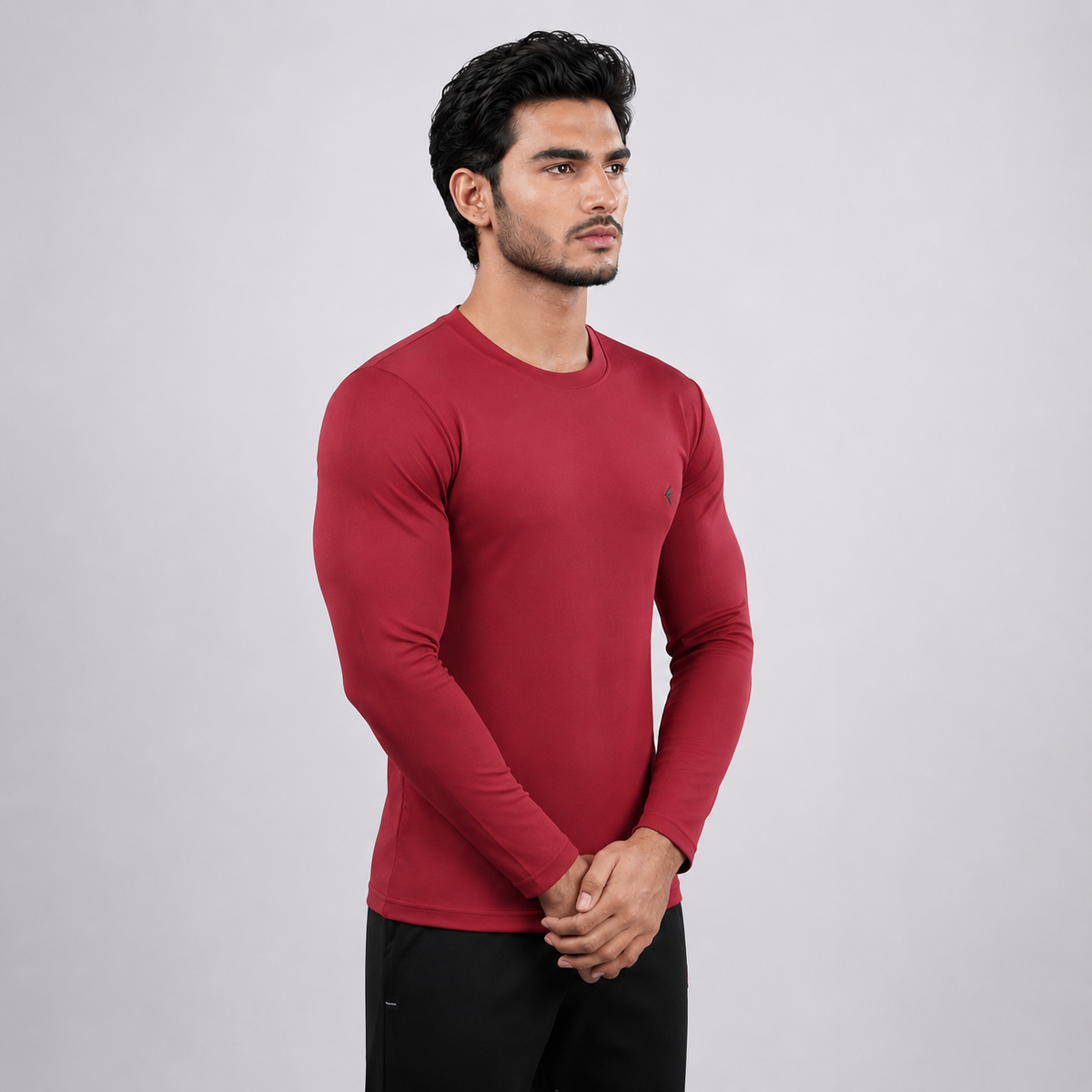 Men Solid Full Sleeve Regular Fit T-Shirt