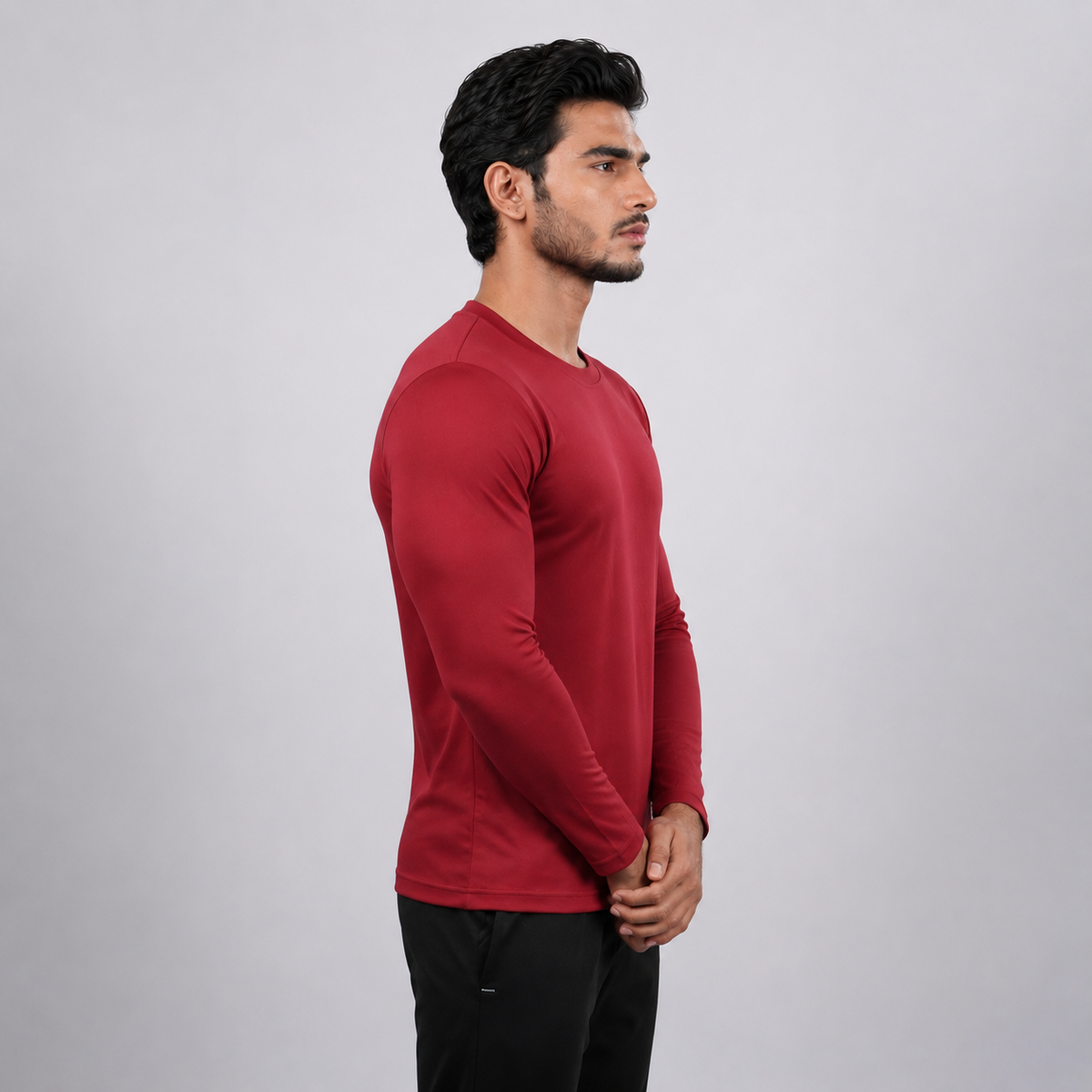 Men Solid Full Sleeve Regular Fit T-Shirt