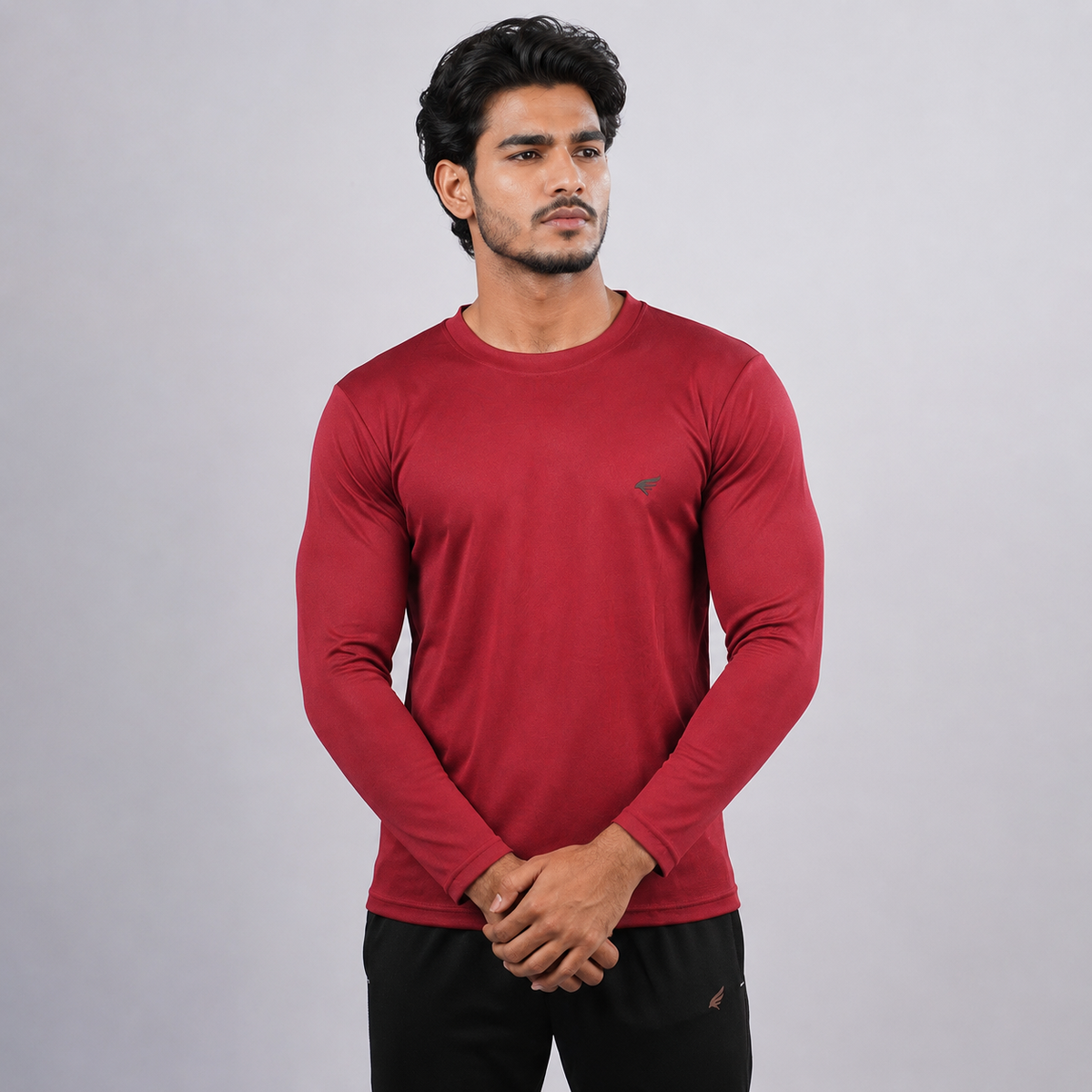 Men Solid Full Sleeve Regular Fit T-Shirt
