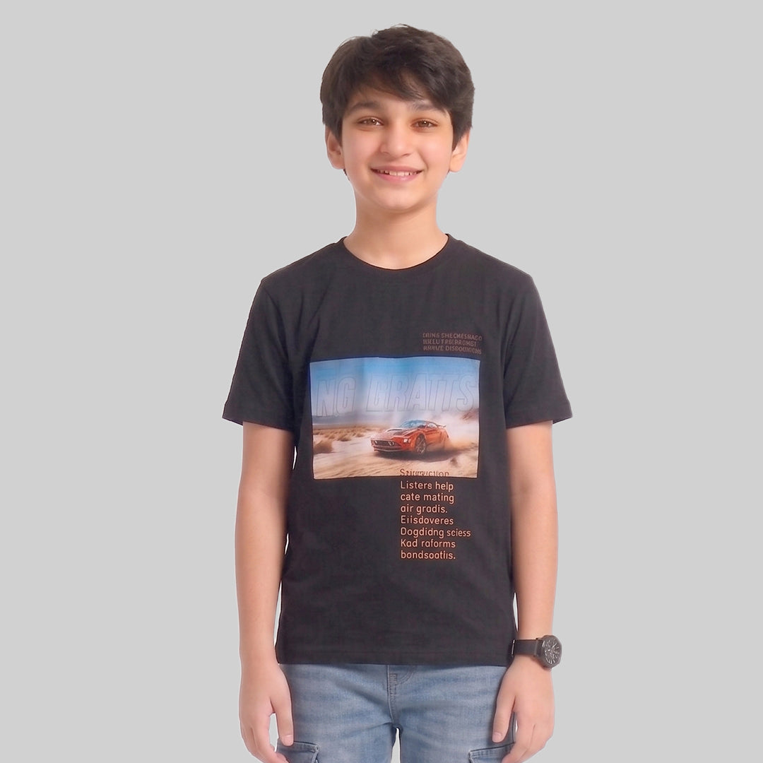 Kids Trendy NO LIMITS Printed Micro Polyester Casual T-Shirt