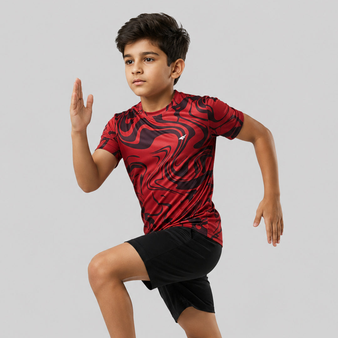 Kids Sports Round Neck Printed T-shirt