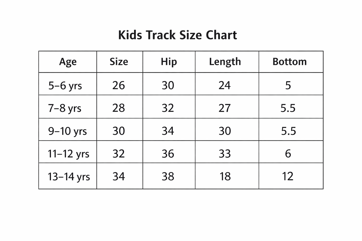 Collection size chart