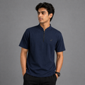 Half Sleeve Polo T-Shirt with Zip Collar | Regular Fit Casual Sports T-Shirt | Stand Collar Athletic T-Shirt for Men