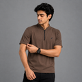 Half Sleeve Polo T-Shirt with Zip Collar | Regular Fit Casual Sports T-Shirt | Stand Collar Athletic T-Shirt for Men