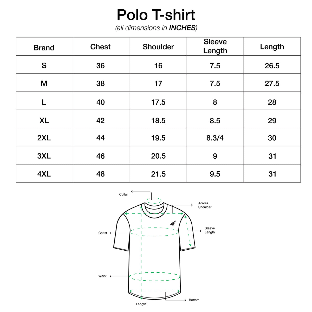 Collection size chart