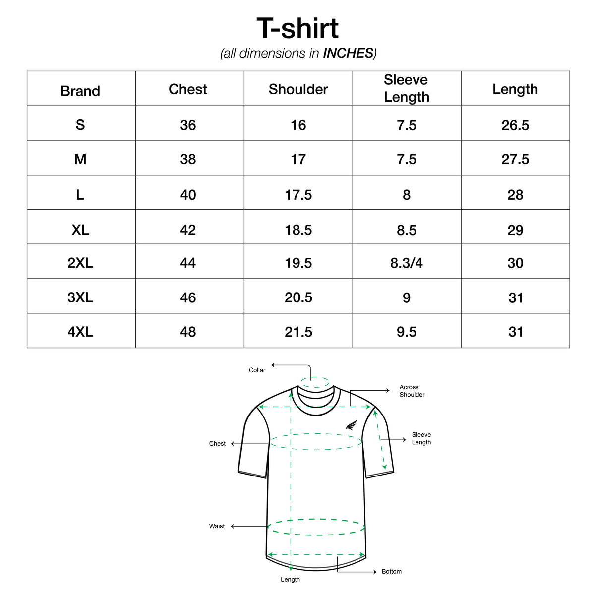 Collection size chart