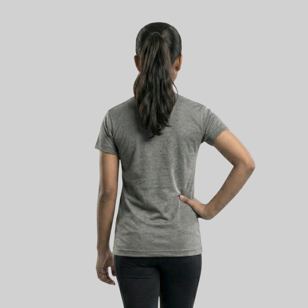 Women Typography Print Sports T-Shirt ELASTO+ Stretch Fit Breathable Gym Tee