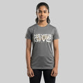 Women Typography Print Sports T-Shirt ELASTO+ Stretch Fit Breathable Gym Tee
