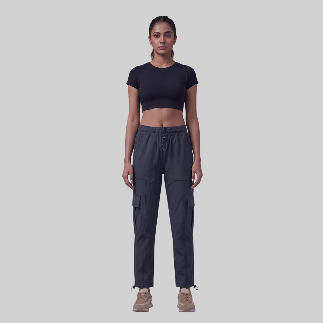 Women’s Solid Straight Fit Cargo Trackpants
