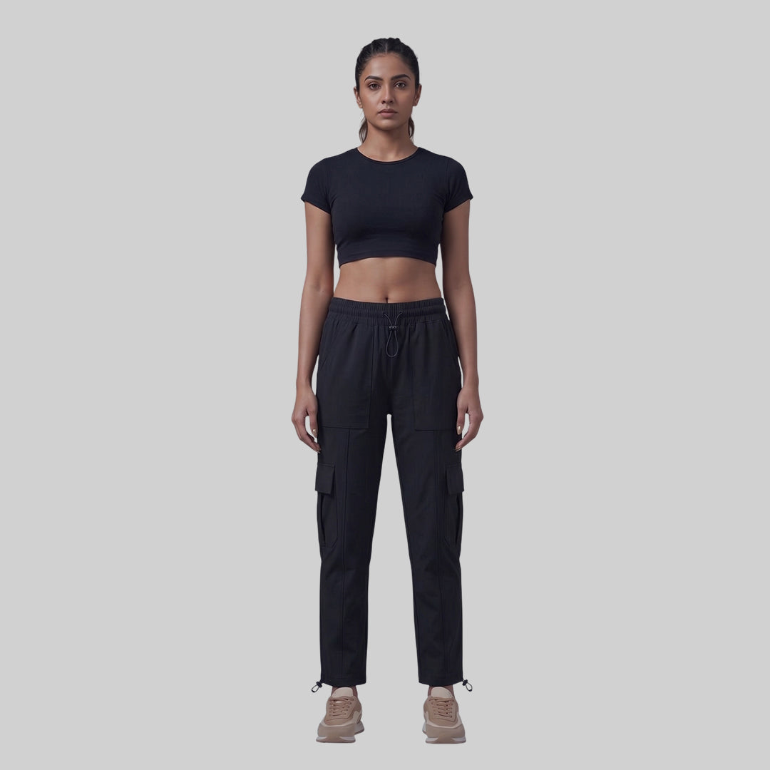 Women’s Solid Straight Fit Cargo Trackpants
